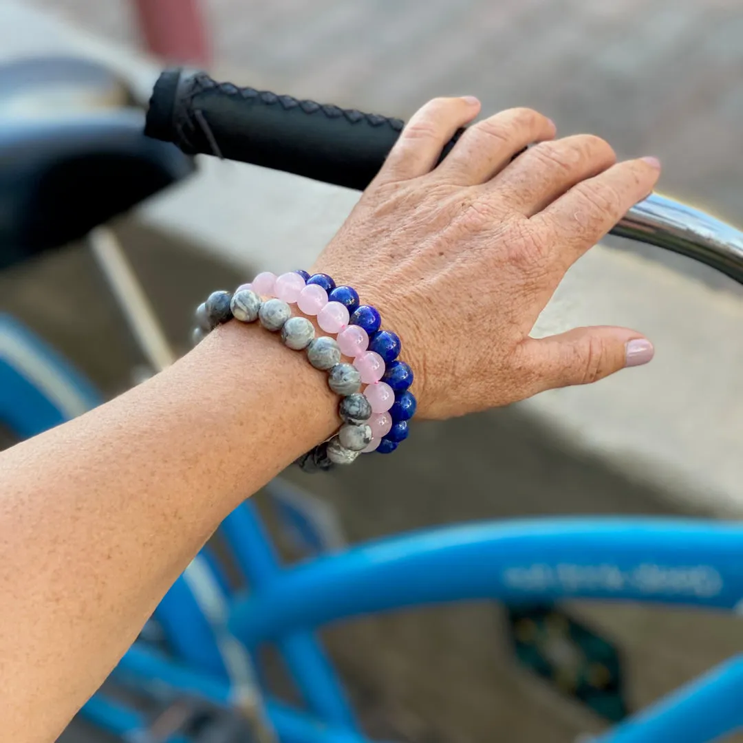 Jewelry to Bring Positivity: Lapis Lazuli, Jasper and Rose Quartz Bracelets