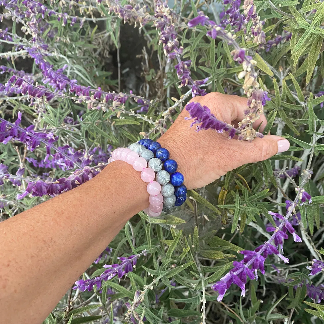 Jewelry to Bring Positivity: Lapis Lazuli, Jasper and Rose Quartz Bracelets