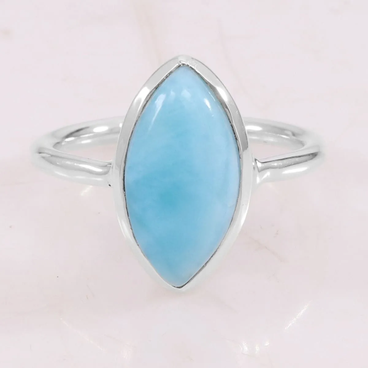 Larimar Ring 925 Sterling Silver Ring, Larimar Gemstone Ring, Solitaire Ring, Larimar Birthstone Ring