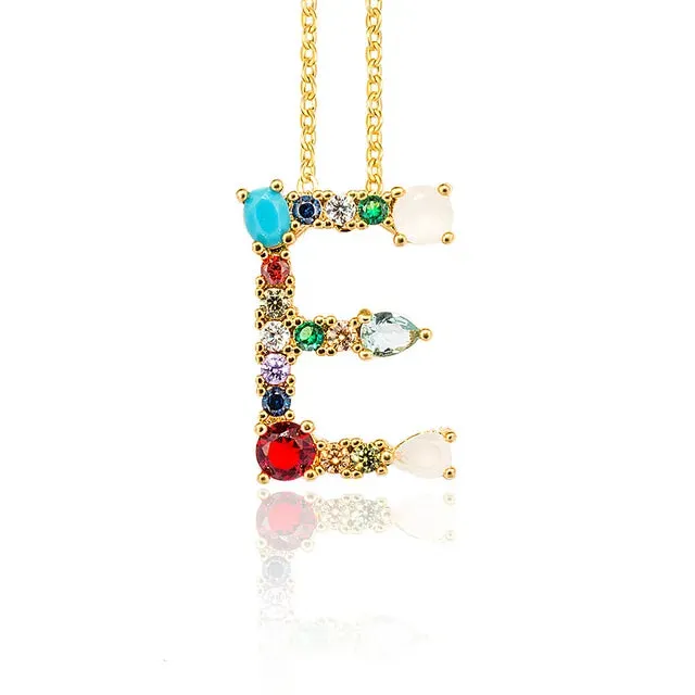 Lettre Multicolor Initial Charm Necklace