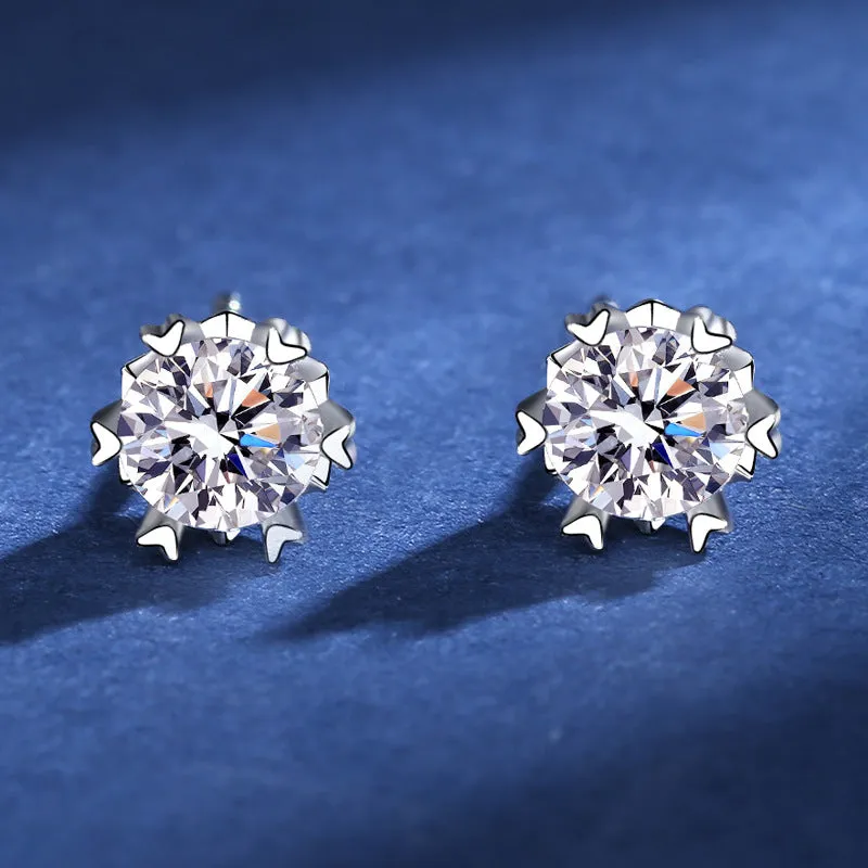 Love Snowflake Moissanite Stud Earrings Earrings
