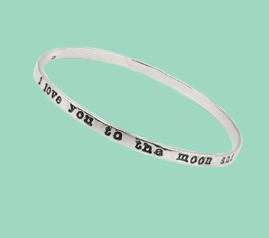 Love you to the moon and back Silver Bracelet Valentine Gifts