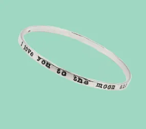 Love you to the moon and back Silver Bracelet Valentine Gifts