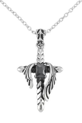 Men's Stainless Steel Black CZ Cross Pendant