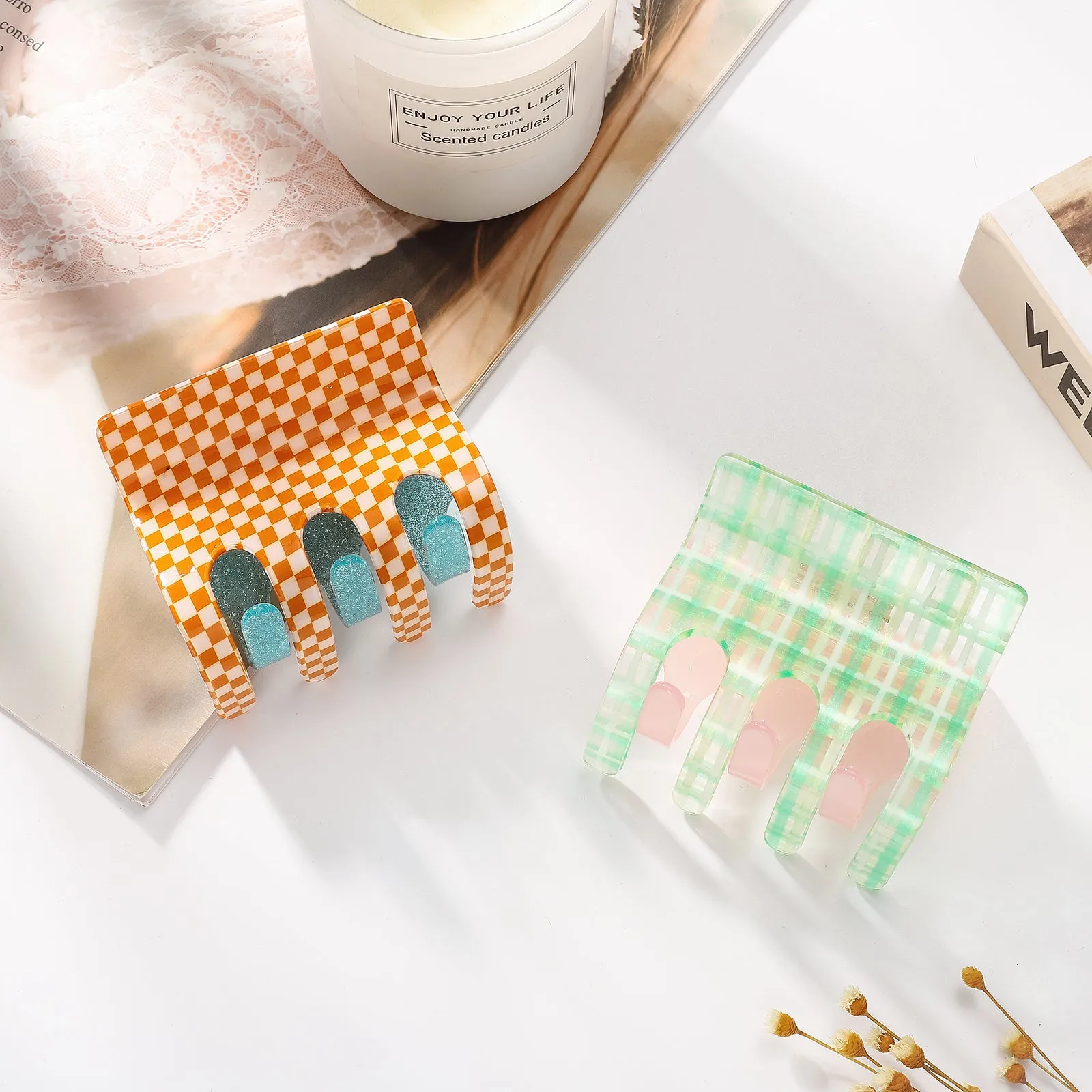 Mosaic Hair Claw Clips, Set of 2