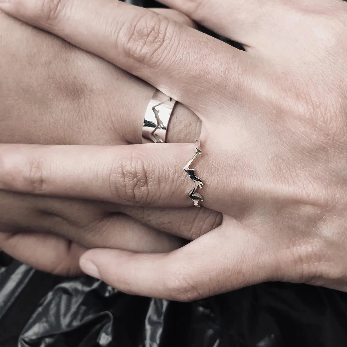Mountain Couple Rings 925 Silver Promise Ring Set His and Hers Matching Ring For Couples Valentine's Day Gift