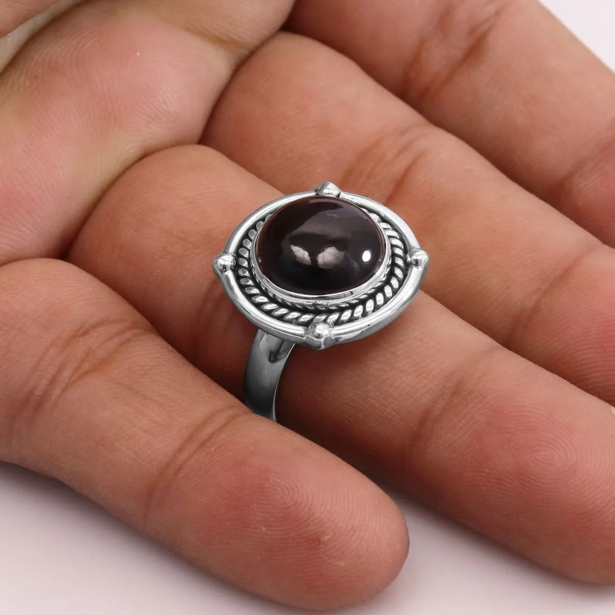 Natural Black Onyx Ring 925 Sterling Silver Ring, Stacking Ring, 925 Silver Solitaire Ring, Black Onyx Ring