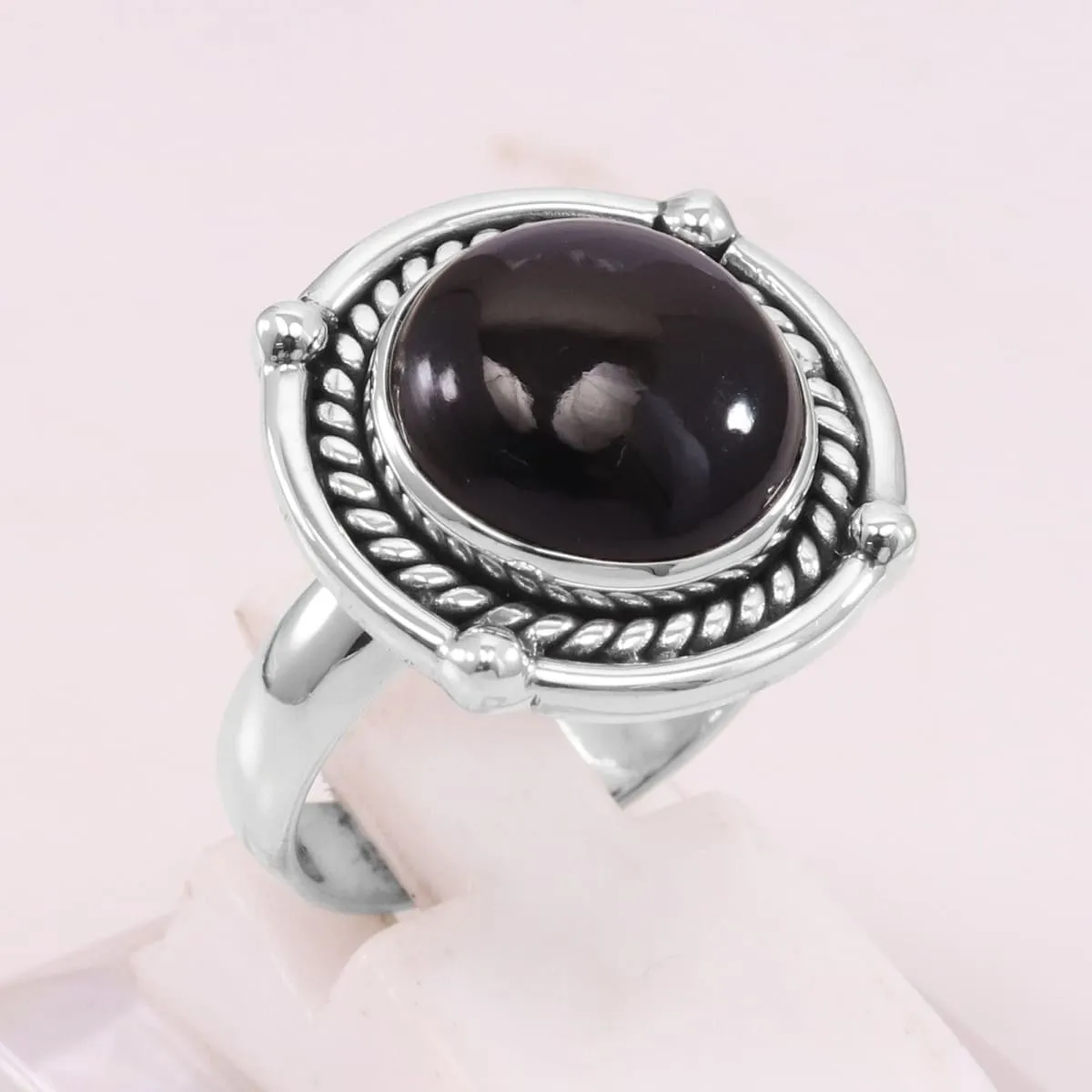 Natural Black Onyx Ring 925 Sterling Silver Ring, Stacking Ring, 925 Silver Solitaire Ring, Black Onyx Ring
