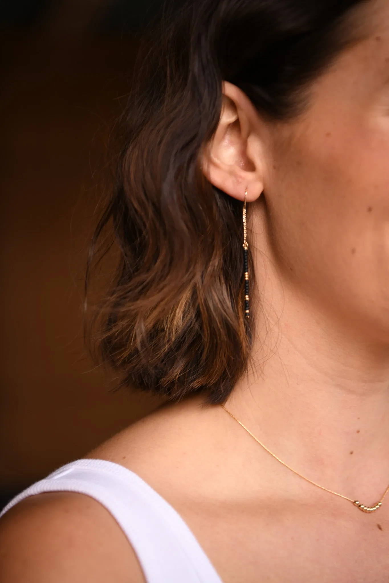 Ocean Sky Black & White Threader Earrings