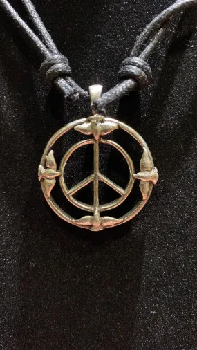 Peace Dove Adjustable Length Mixed Metal Necklace