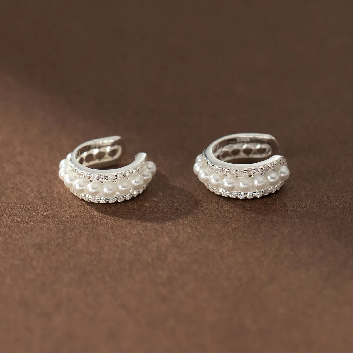 Pearl Ear Cuff Clip on Earrings