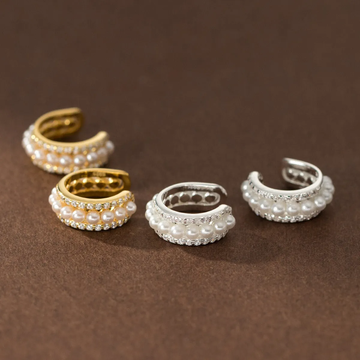 Pearl Ear Cuff Clip on Earrings