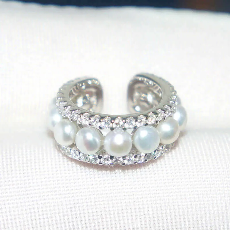 Pearl Ear Cuff Clip on Earrings