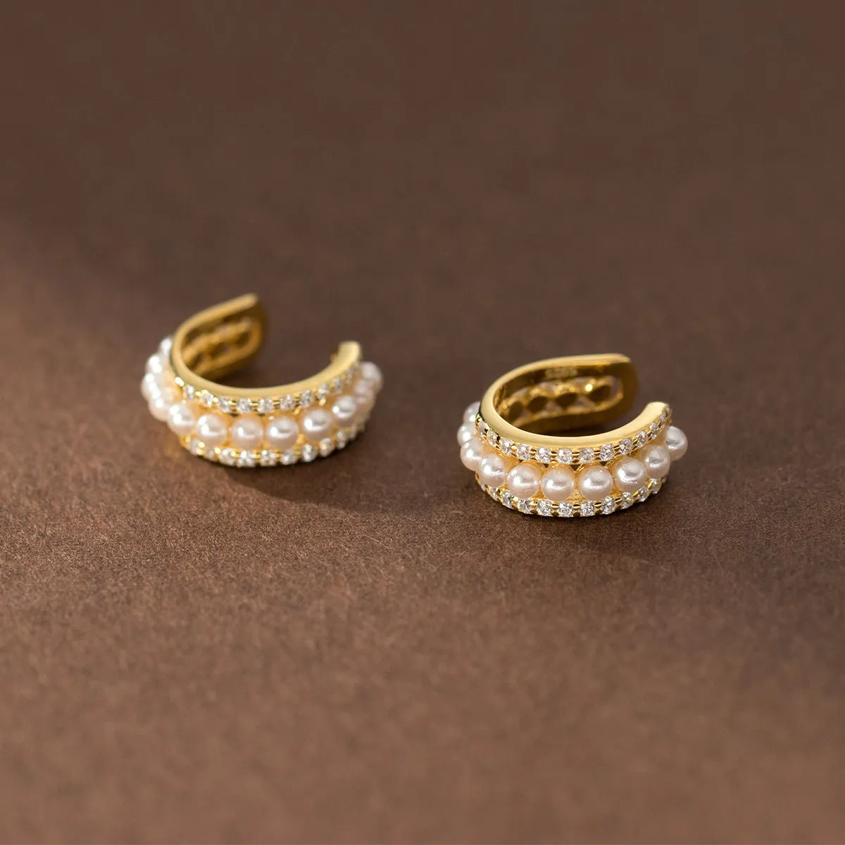 Pearl Ear Cuff Clip on Earrings