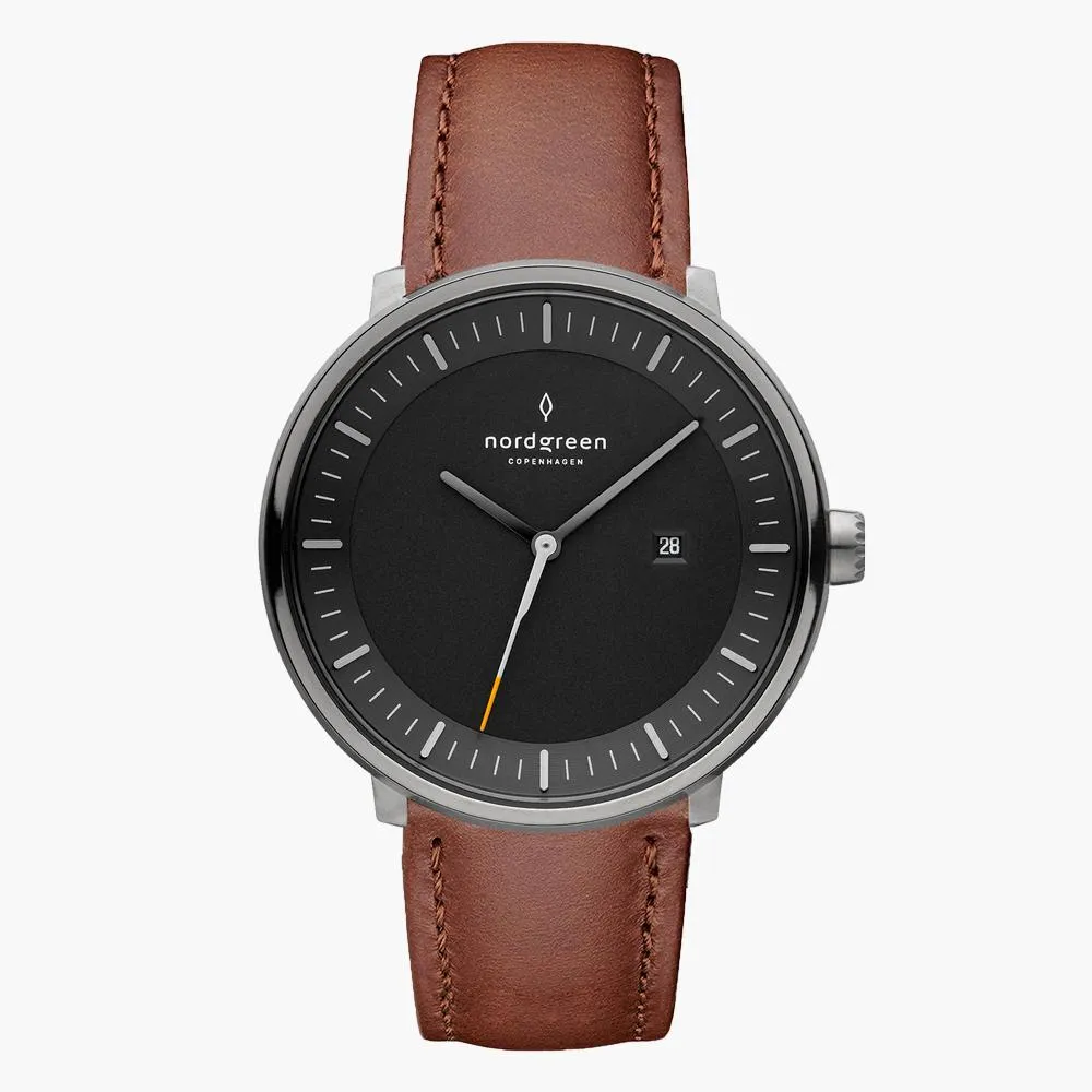 Philosopher | Black Dial - Brown Leather