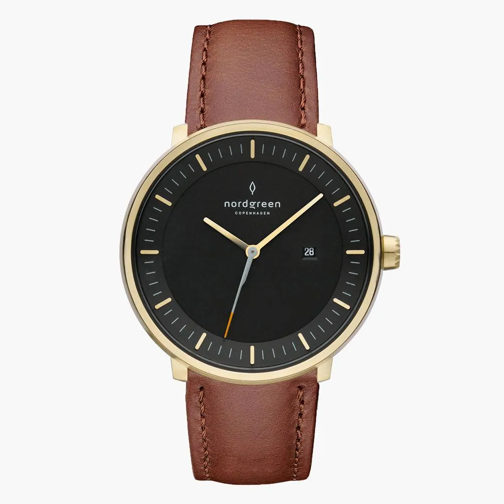 Philosopher | Black Dial - Brown Leather