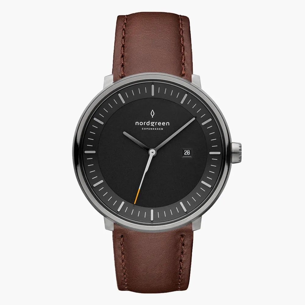 Philosopher | Black Dial - Dark Brown Leather