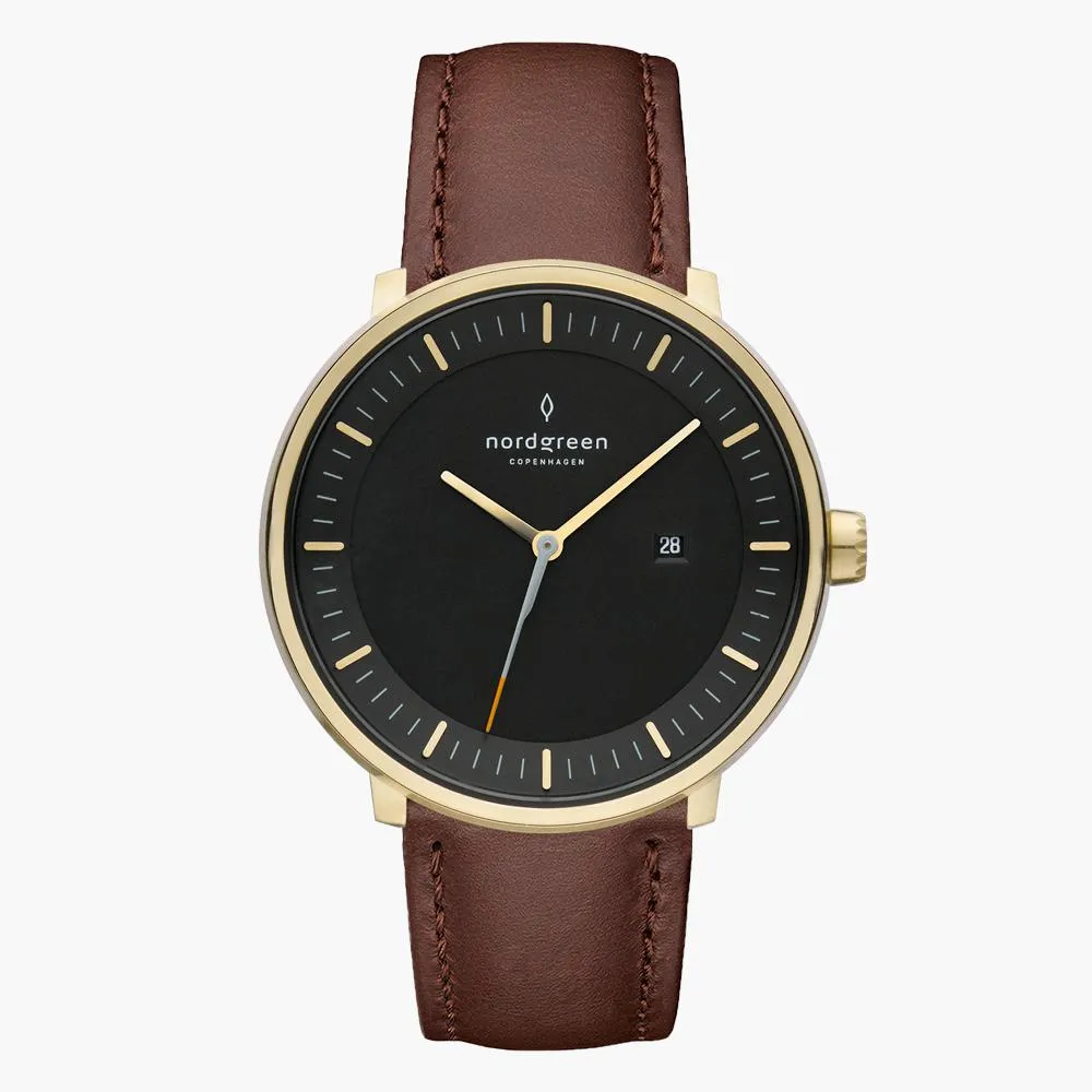 Philosopher | Black Dial - Dark Brown Leather