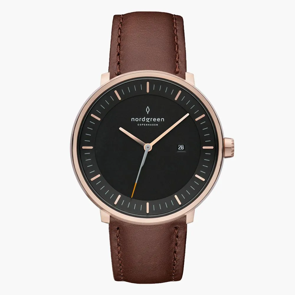 Philosopher | Black Dial - Dark Brown Leather