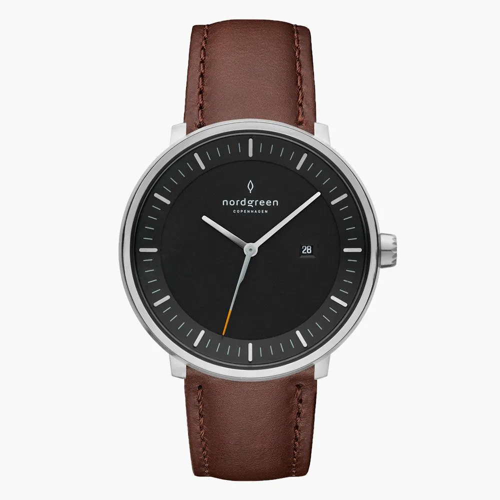 Philosopher | Black Dial - Dark Brown Leather