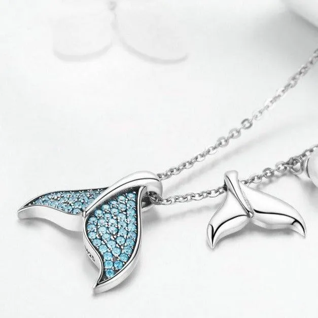 "Tear from a Mermaid" Cubic Zirconia 925 Sterling Silver Fashion Pendant Necklace