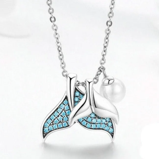 "Tear from a Mermaid" Cubic Zirconia 925 Sterling Silver Fashion Pendant Necklace