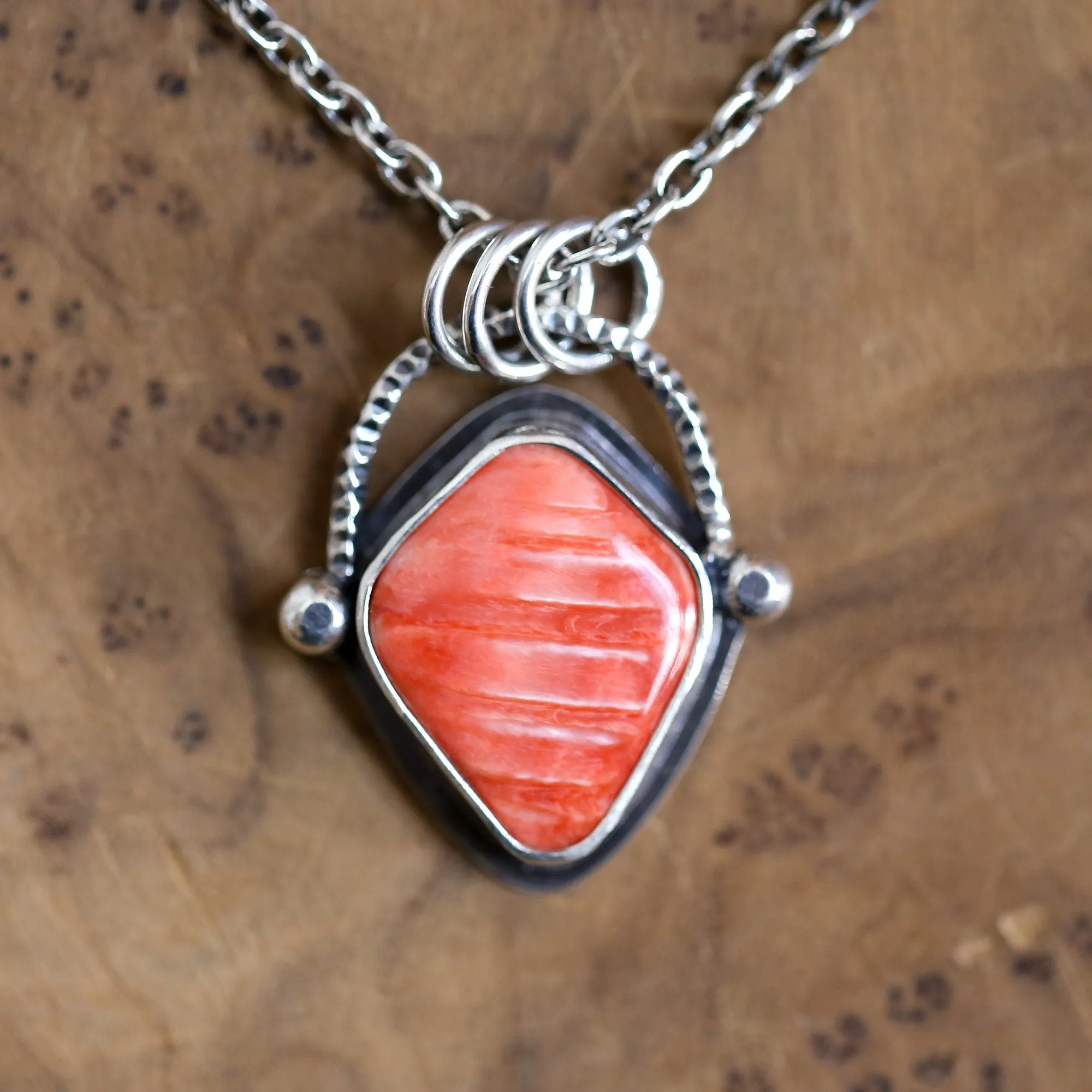 Ready to Ship - Spiny Oyster Basket Pendant - Spiny Oyster Necklace - Chili Red Pendant - .925 Sterling Silver