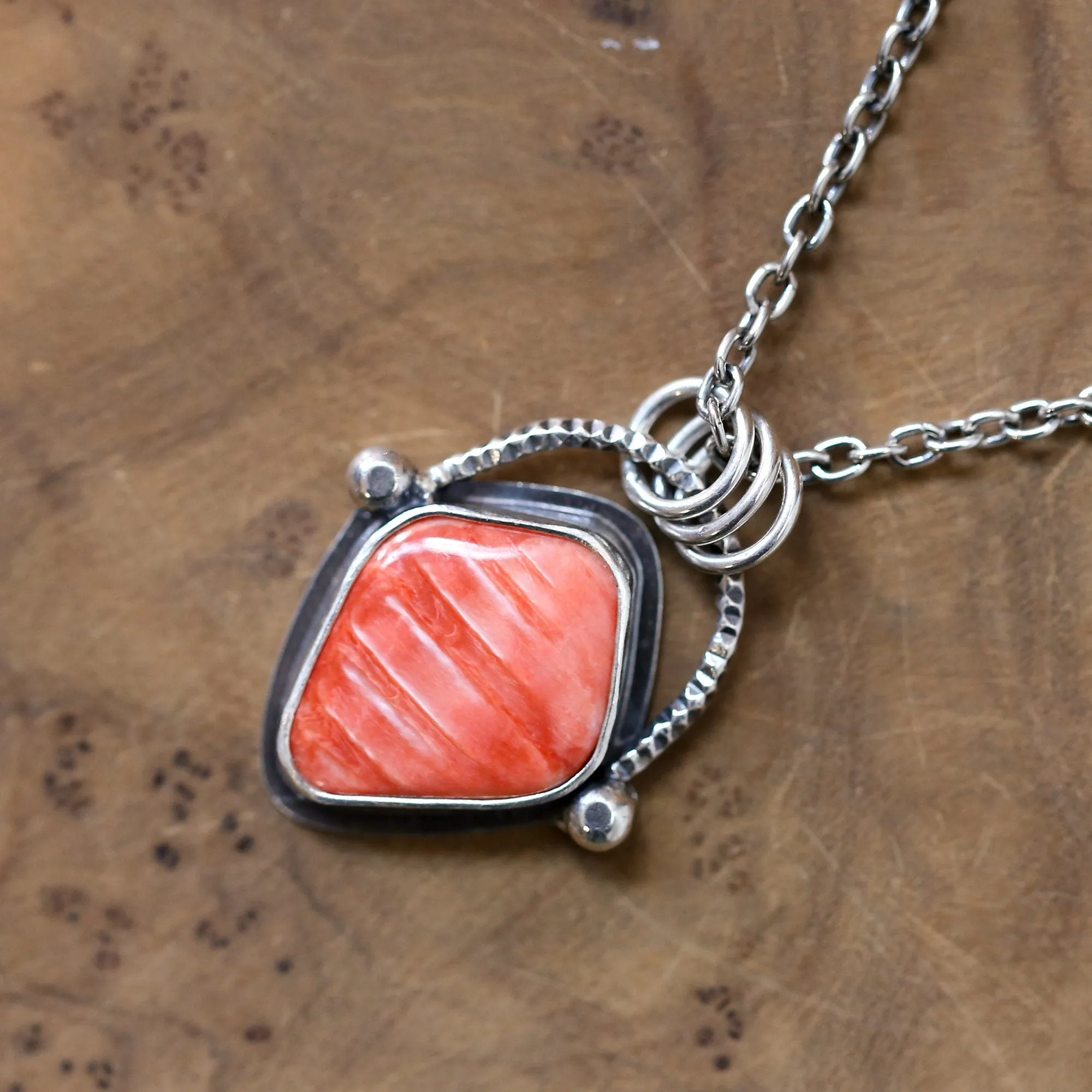 Ready to Ship - Spiny Oyster Basket Pendant - Spiny Oyster Necklace - Chili Red Pendant - .925 Sterling Silver