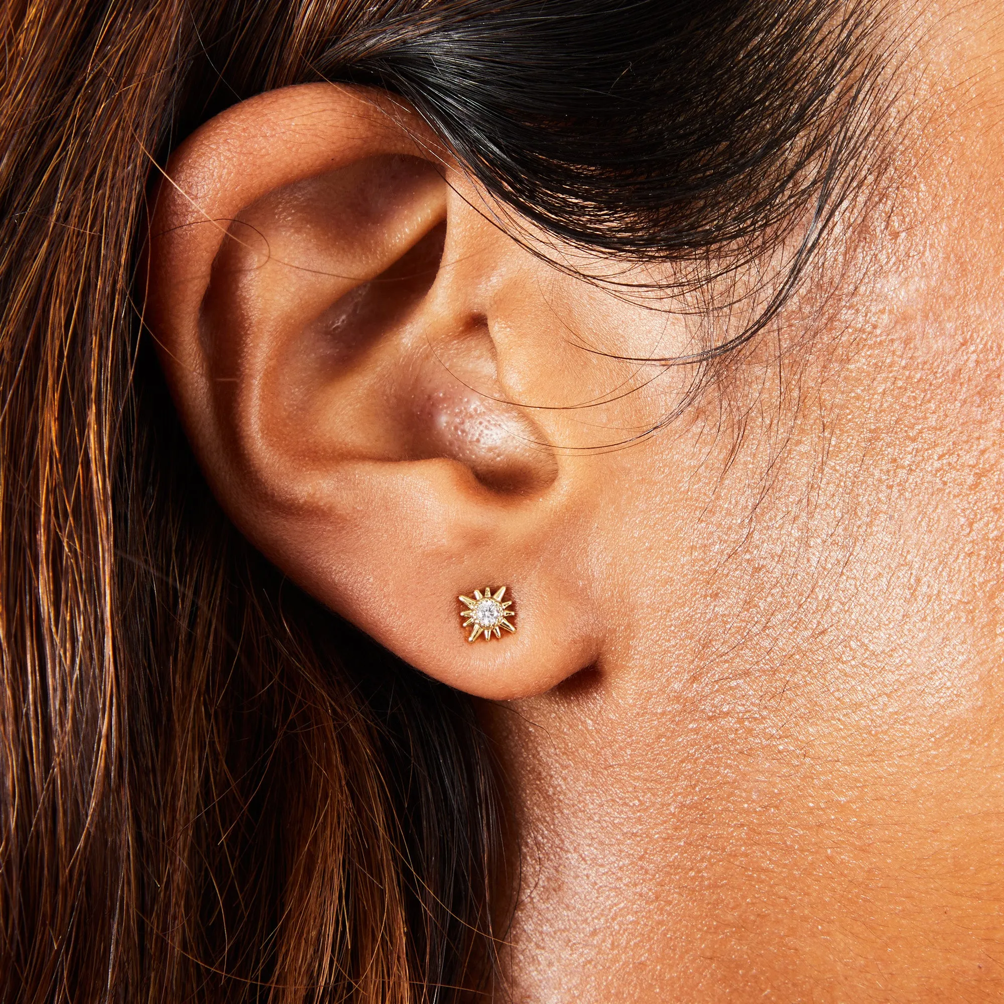 Real Gold Plated Crystal Star Earrings