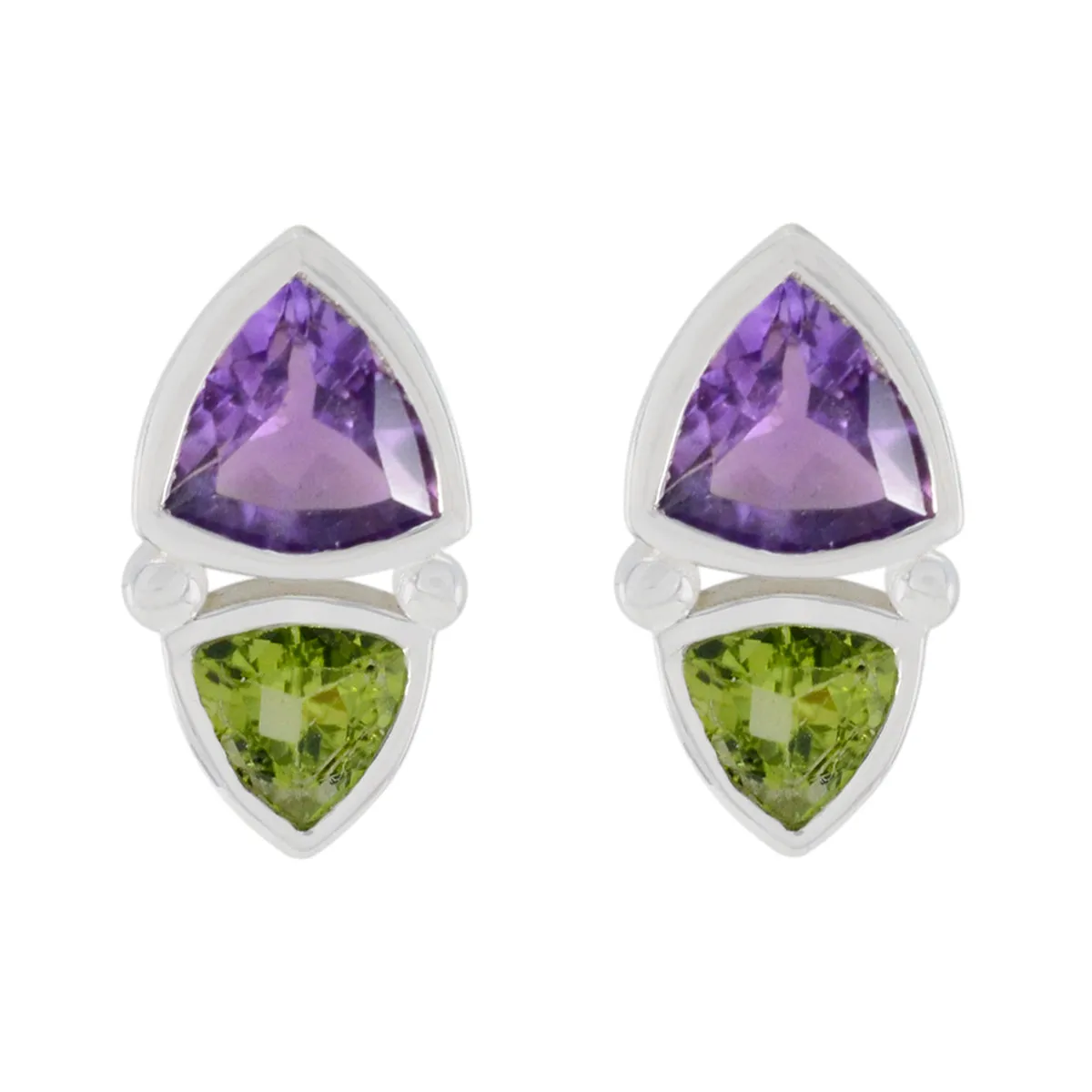 Riyo Decorative 925 Sterling Silver Earring For Lady Multi Earring Bezel Setting Multi Earring Stud Earring