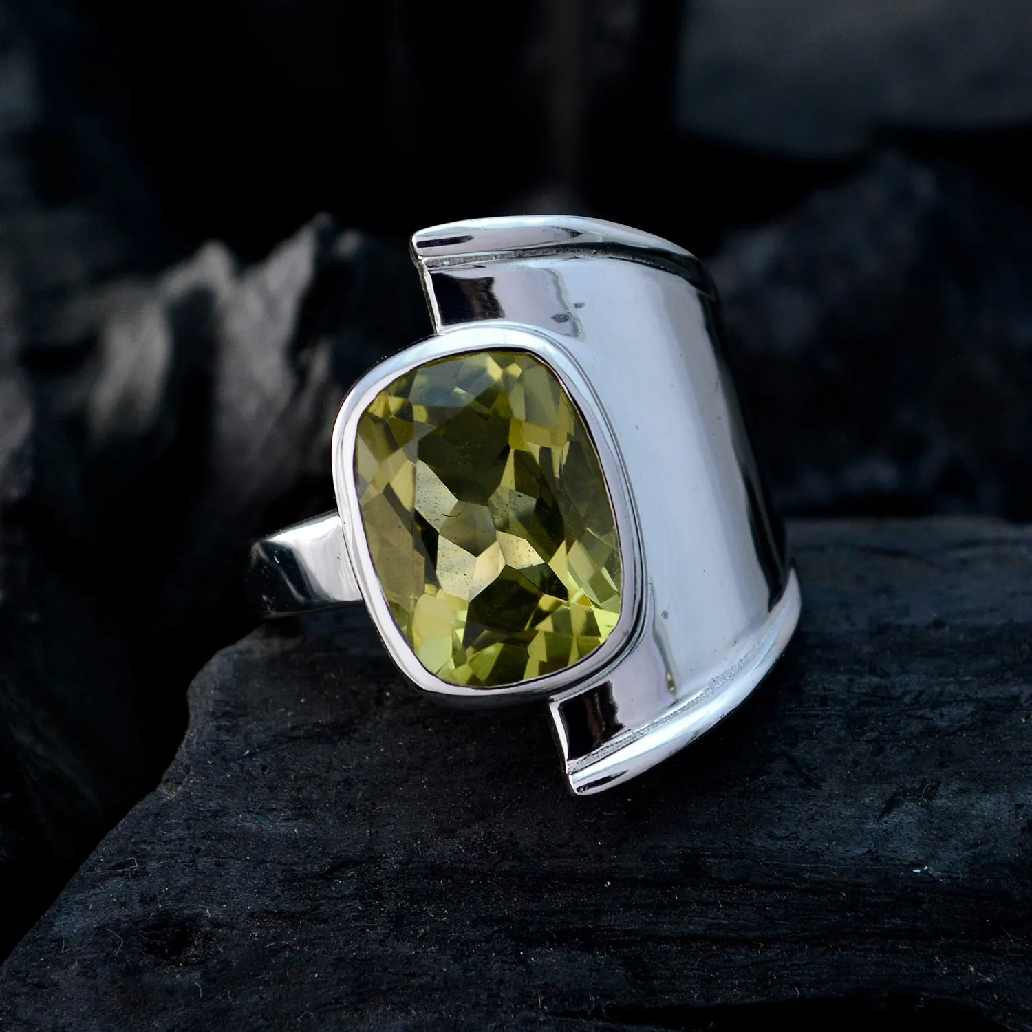 Riyo Exporter Gem Lemon Quartz Sterling Silver Rings Unicorn Jewelry
