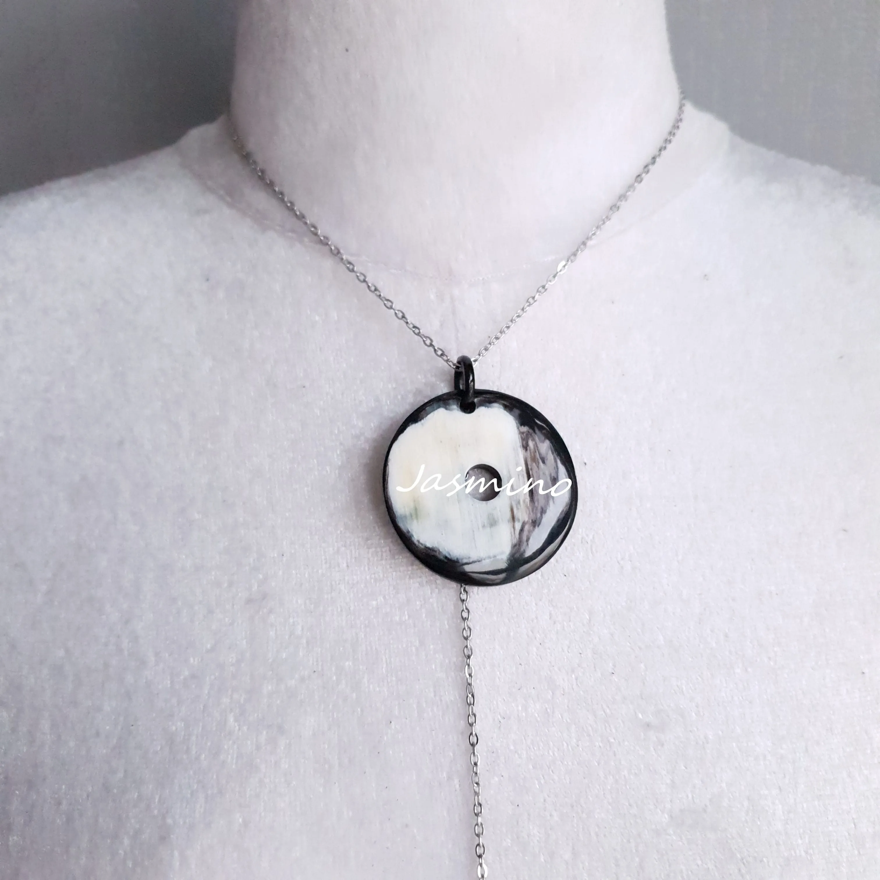 S925 Sterling Silver Hypoallergenic Handmade Horn Jewelry Necklace J17933