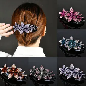Shiny Rhinestone Flower Hair Clip