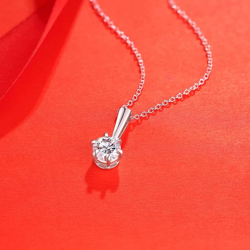 Sparkling Diamond Pendant Necklace - 925 Sterling Silver