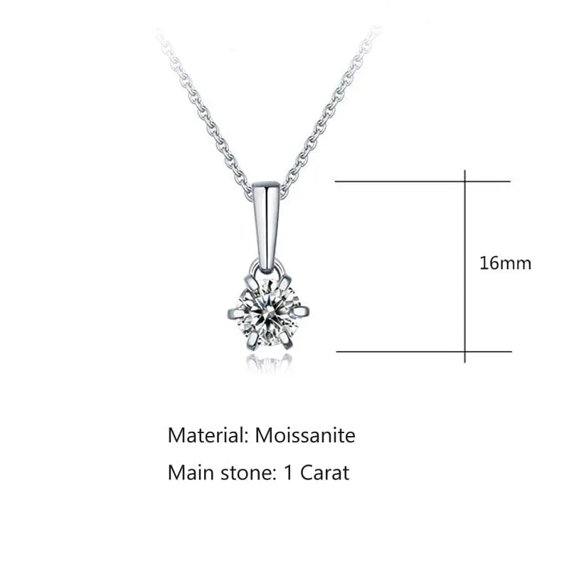Sparkling Diamond Pendant Necklace - 925 Sterling Silver