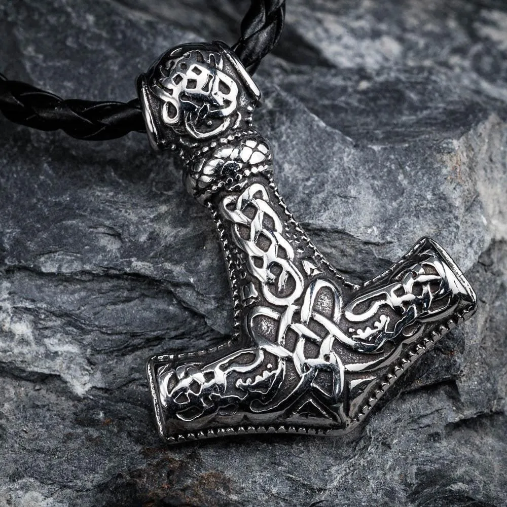 Stainless Steel Fenrir Mjolnir Pendant