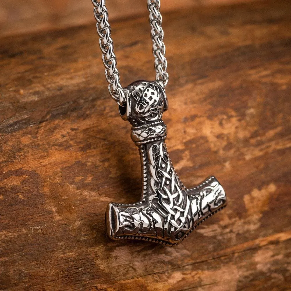 Stainless Steel Fenrir Mjolnir Pendant