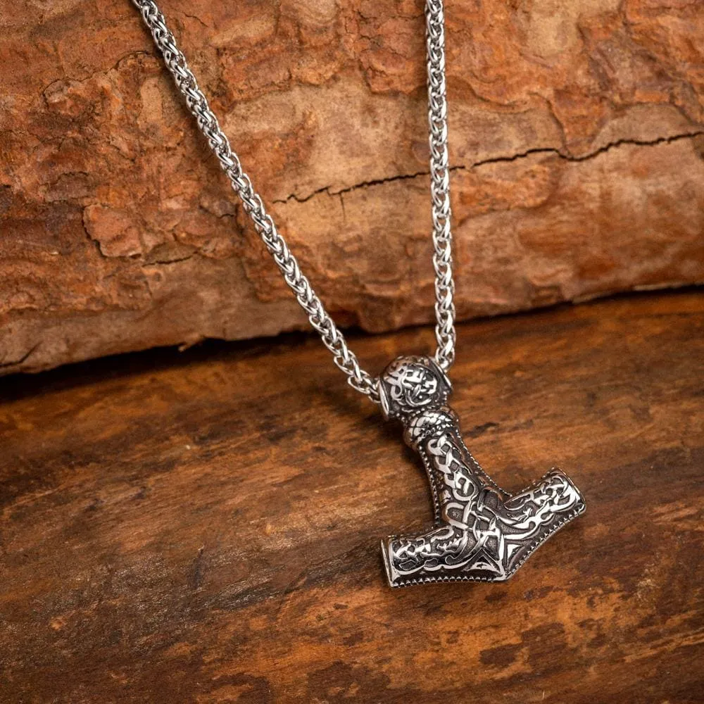 Stainless Steel Fenrir Mjolnir Pendant