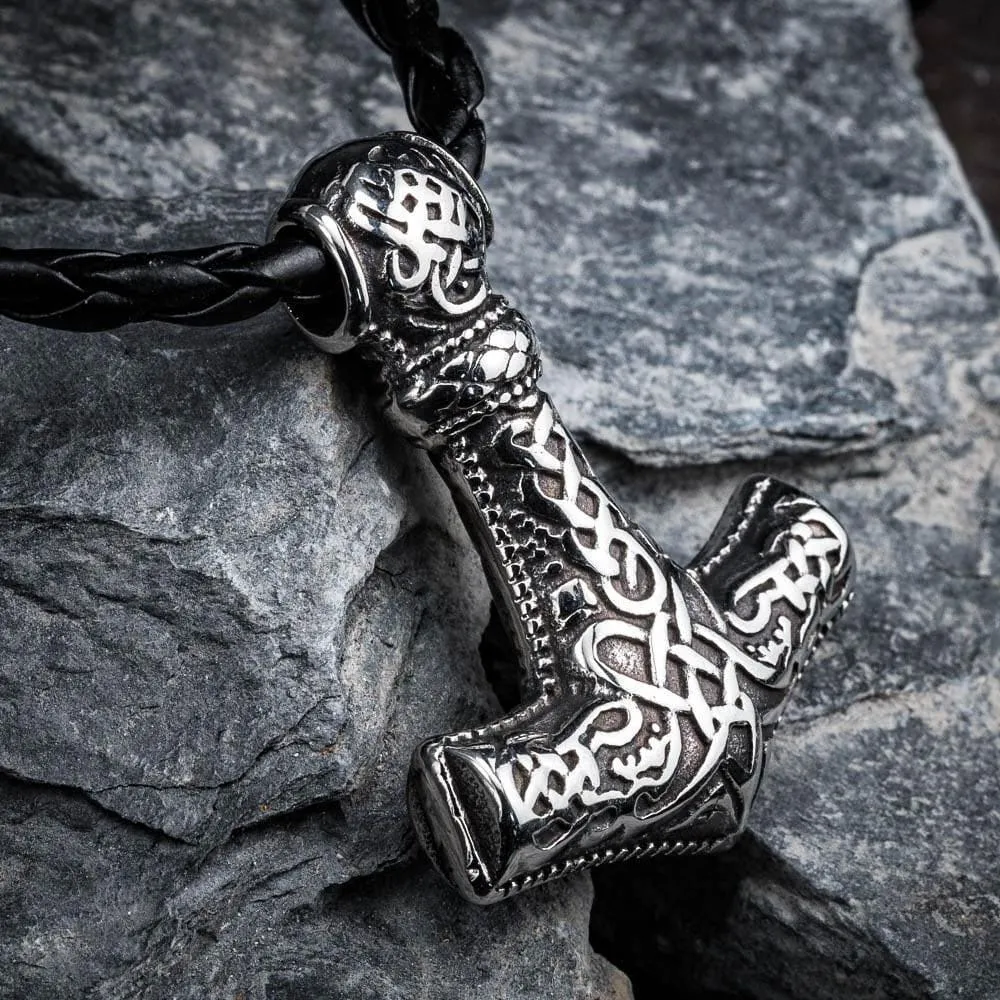 Stainless Steel Fenrir Mjolnir Pendant