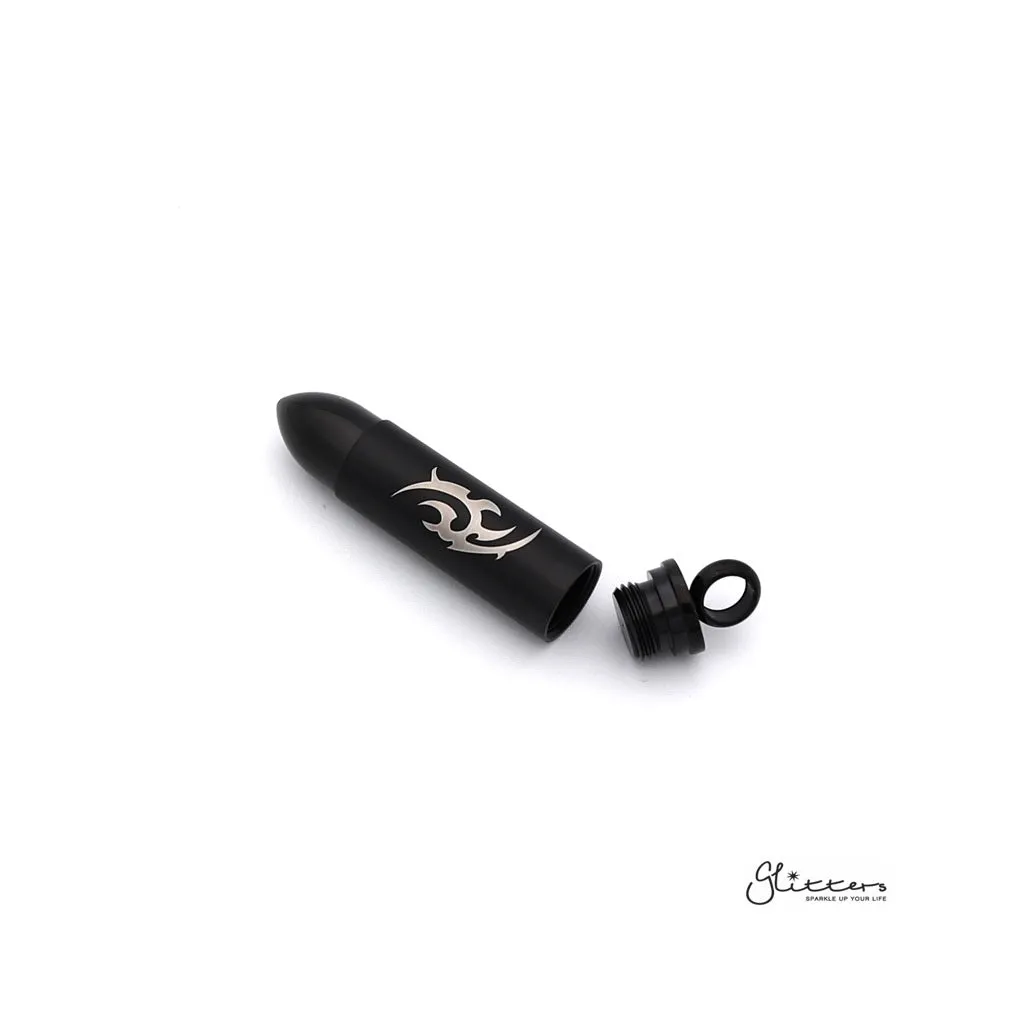 Stainless Steel Openable Bullet Pendant with Flame pattern - Keepsake | Memorial