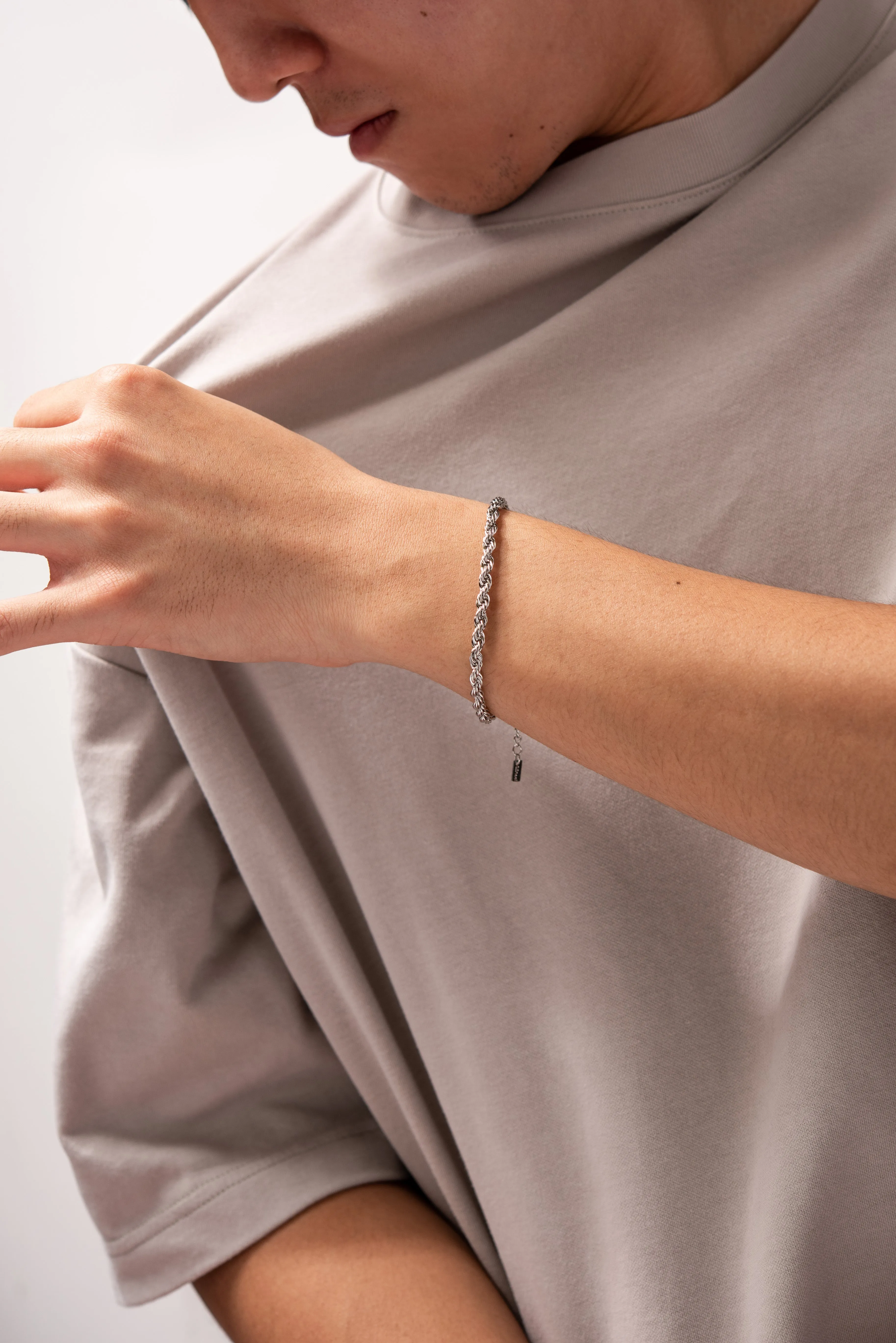 Stainless Steel Rope Chain Bracelet - Silver