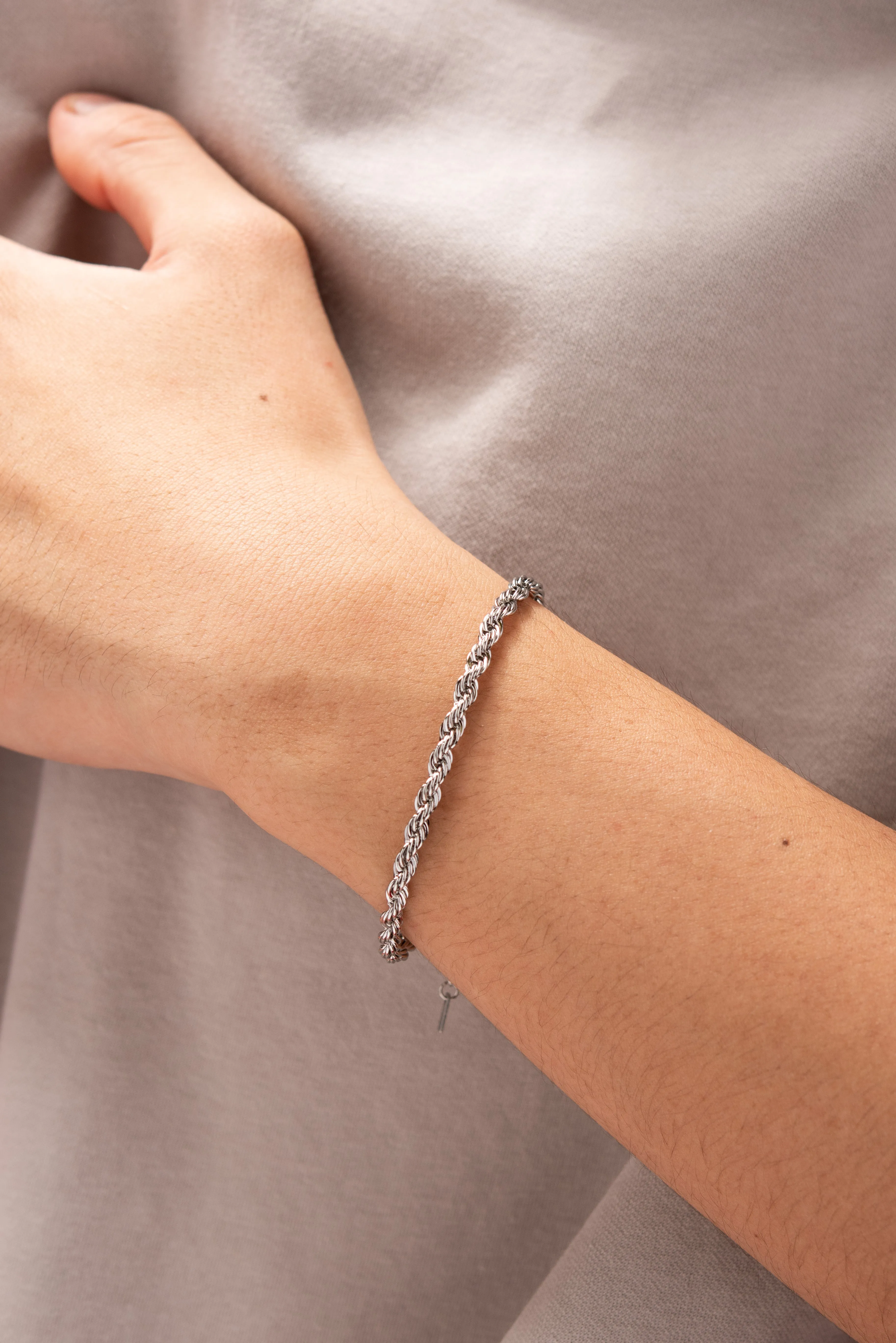 Stainless Steel Rope Chain Bracelet - Silver