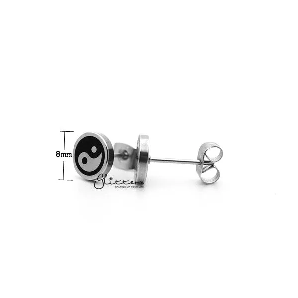 Stainless Steel Yin Yang Pattern Stud Earrings
