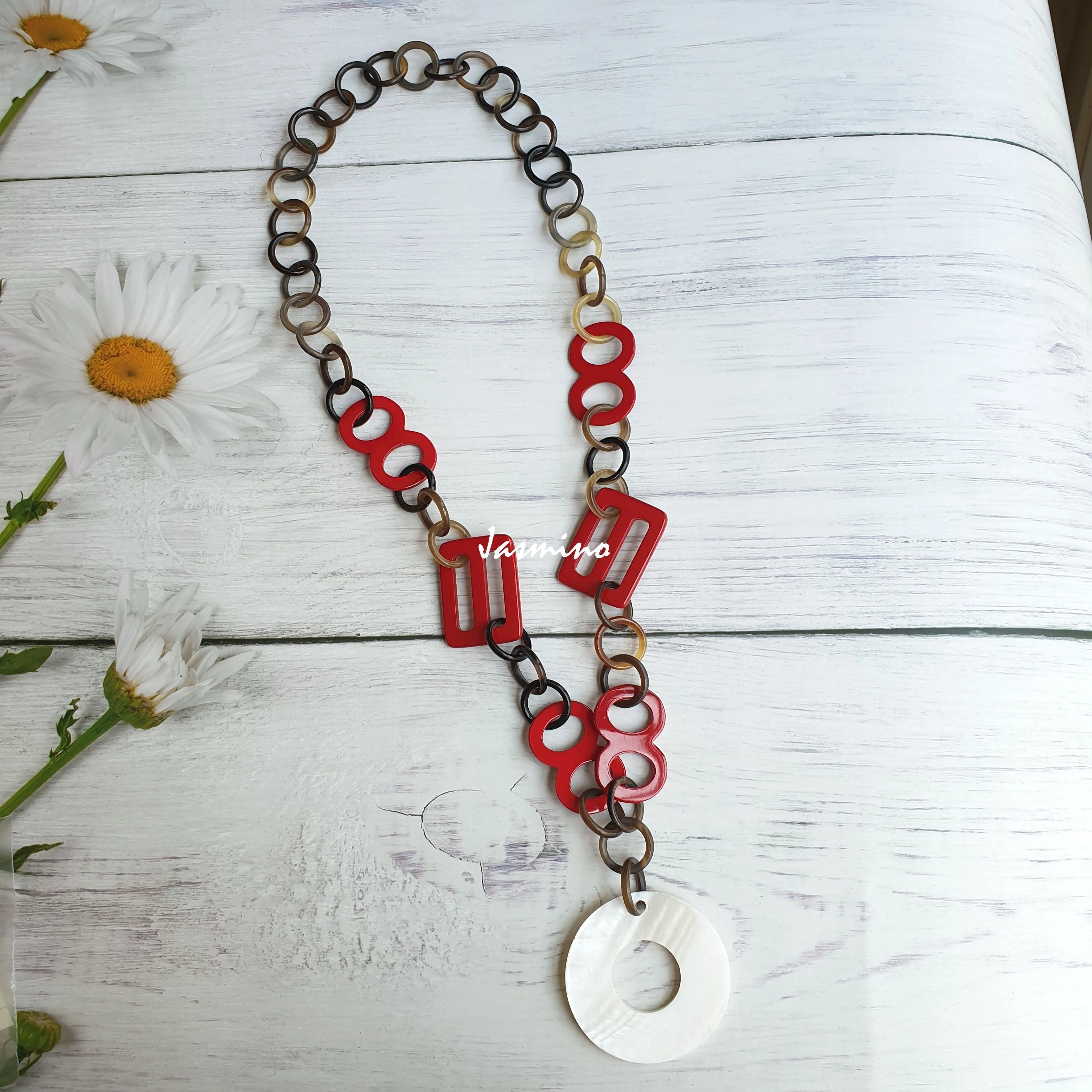 Stunning Handmade Buffalo Horn Necklace J18183, Made by Natural Material