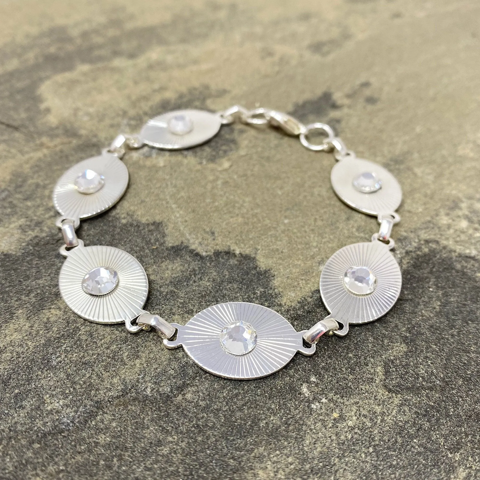 TAYA silver and crystal link bracelet