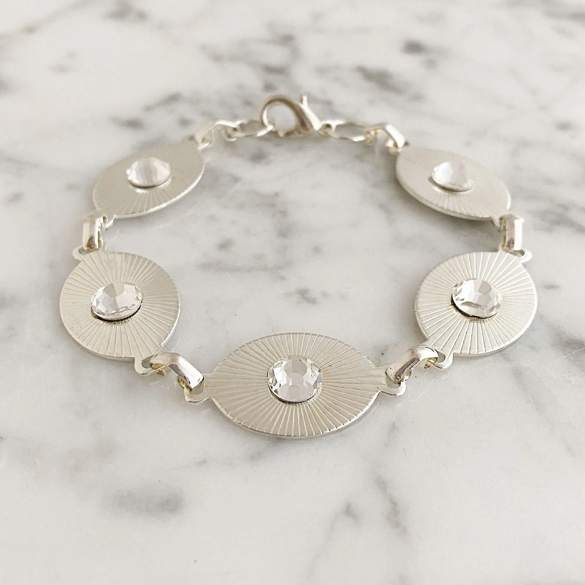 TAYA silver and crystal link bracelet