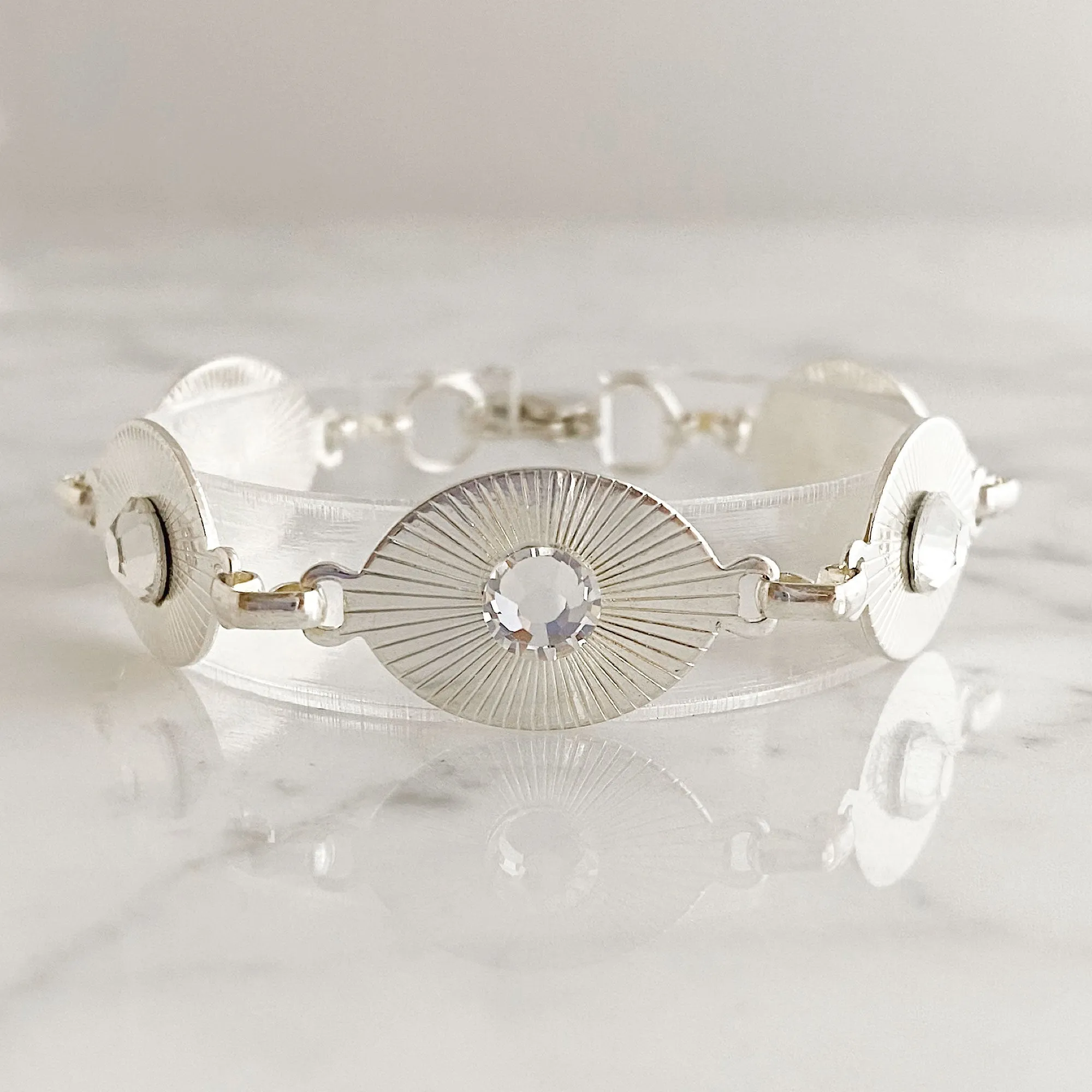 TAYA silver and crystal link bracelet