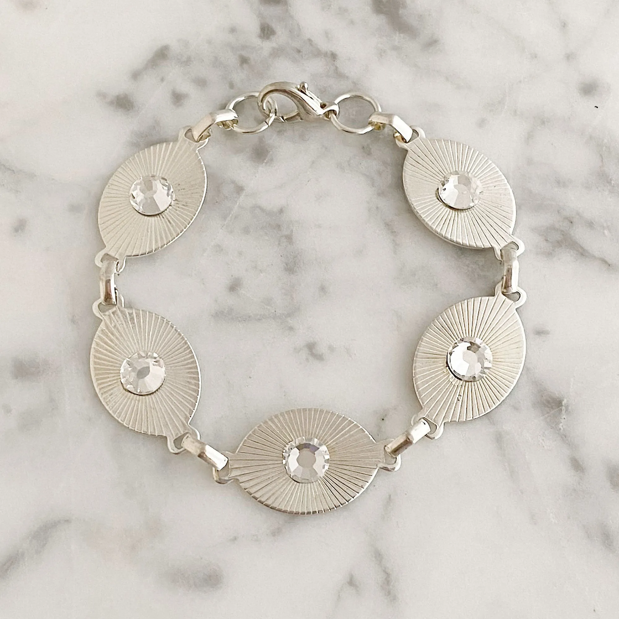 TAYA silver and crystal link bracelet