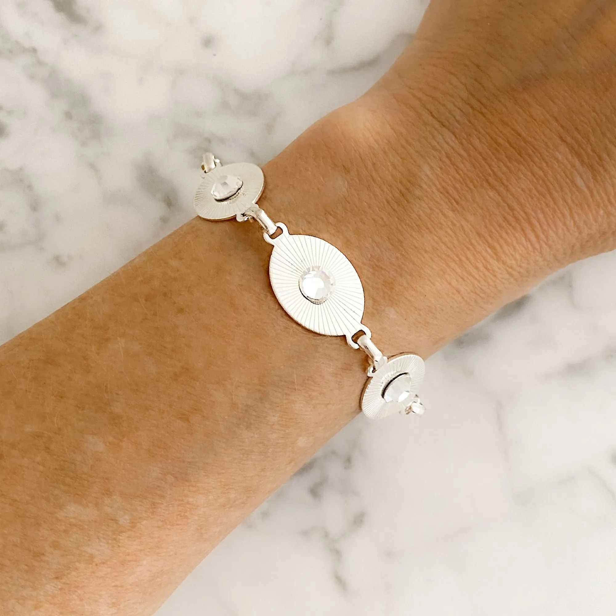 TAYA silver and crystal link bracelet