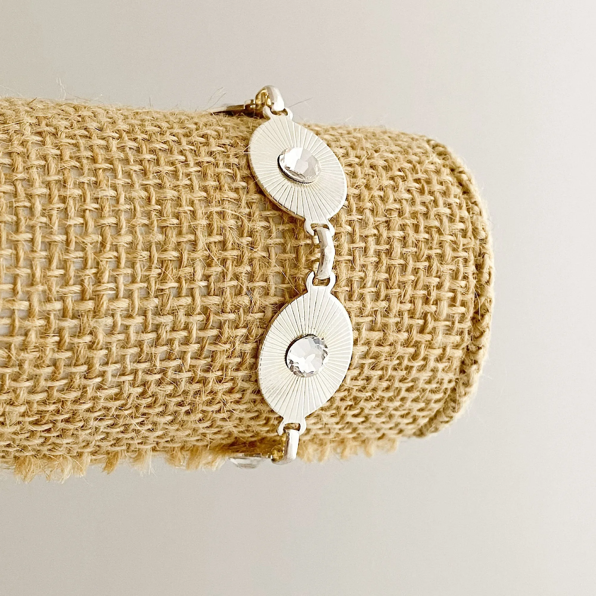 TAYA silver and crystal link bracelet